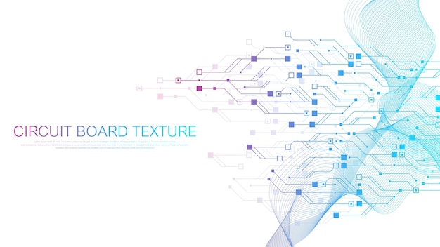 Technologia płytka drukowana tekstura tło. Streszczenie płytka drukowana transparent tapeta. Przemysł danych cyfrowych. Inżynieria elektroniczna płyta główna. Przepływ fal, ilustracji wektorowych.