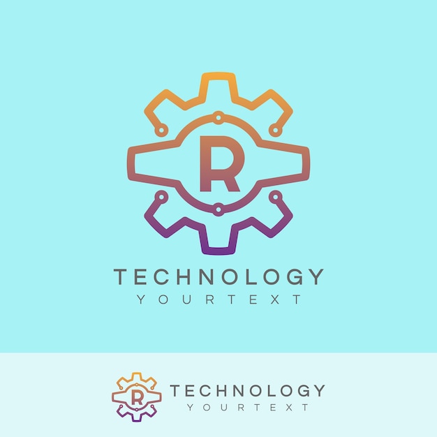 Technologia Początkowa Litera R Logo Projektu