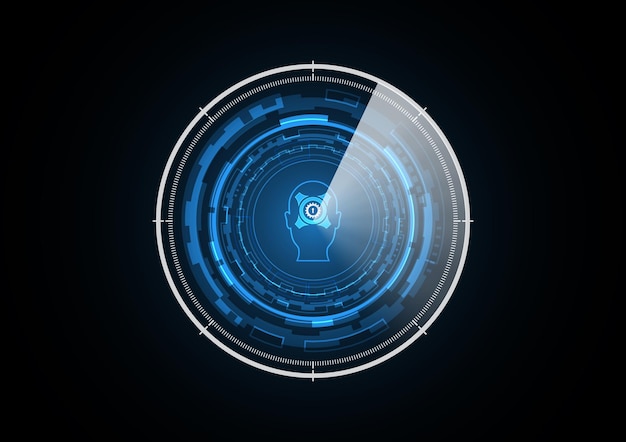 Technologia streszczenie przyszłość dziurka od klucza biegów ludzka głowa radar bezpieczeństwa koło tło wektor ilustracja