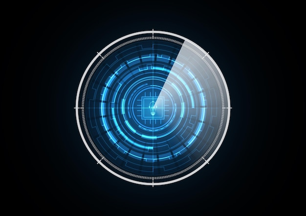 Technologia streszczenie przyszłość ludzkiej głowy żarówka chip radar bezpieczeństwa koło tło wektor ilustracja