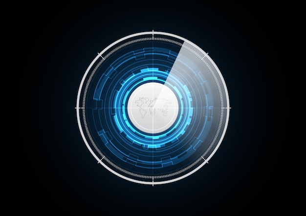 Technologia Streszczenie Przyszłość Mapa świata Przycisk Radar Bezpieczeństwa Koło Tło Wektor Ilustracja