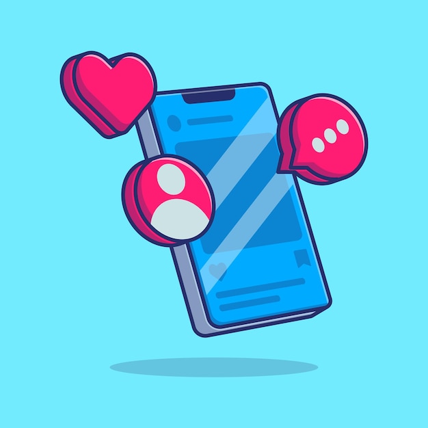 Plik wektorowy technologia telefonii komórkowej z wiadomością o miłości i znakiem profilu ikona ilustracja kreskówka wektor
