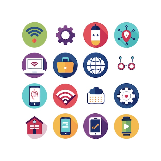 Technologia ustawienia ilustracji wektorowej ikon dla dokumentów, stron internetowych i aplikacji mobilnych