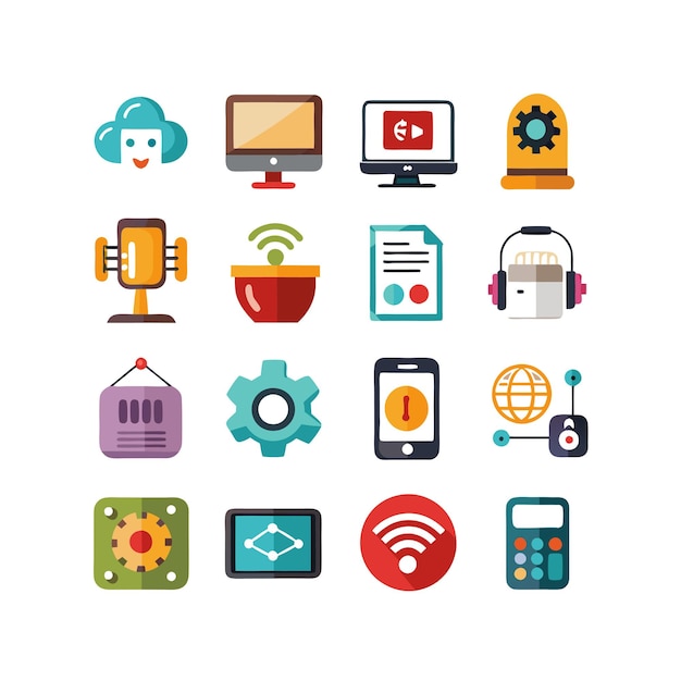 Technologia ustawienia ilustracji wektorowej ikon dla dokumentów, stron internetowych i aplikacji mobilnych