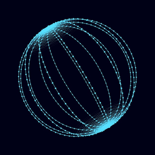 Plik wektorowy technologiczna sfera siatki niebieska sfera składająca się z punktów i linii nowoczesne elementy ramki drutowej ilustracja wektorowa