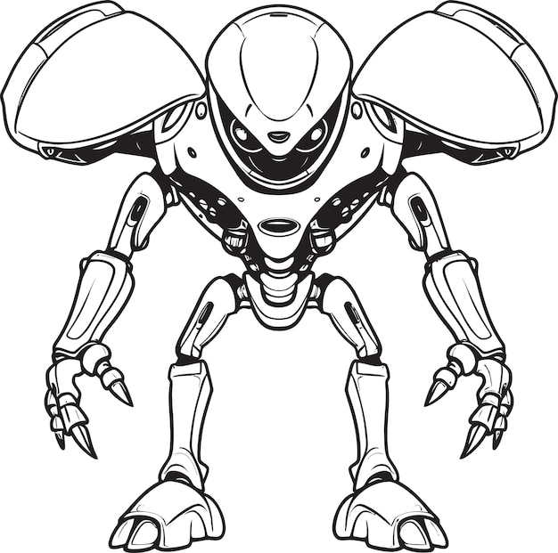 Technologiczny Wektor Wędrowca Emblemat Robota Obcego Strażnik Kosmiczny Symbol Robota Obywatelskiego
