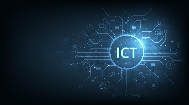 Plik wektorowy technologie informacyjne i komunikacyjnekoncepcja ict