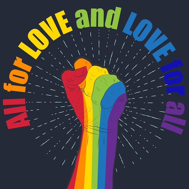 Tęczowa ręka z pięścią podniosła koncepcję Gay Pride LGBT