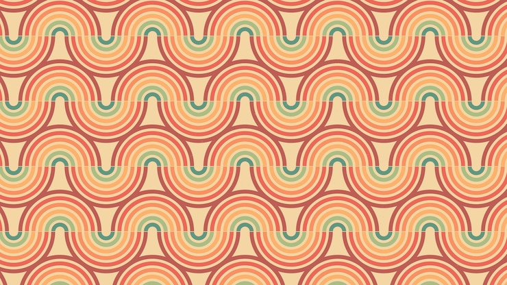 Wektor tęczowe, efektowne faliste linie abstrakcyjne paski w stylu retro z lat 70. z teksturą grunge