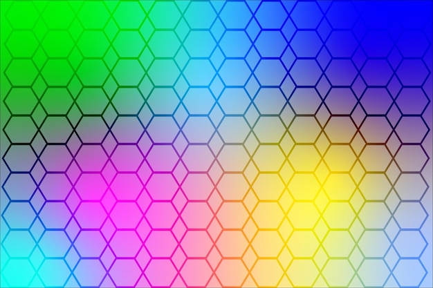 Plik wektorowy tęczowe kolorowe tło z wzorem sześciokątów.