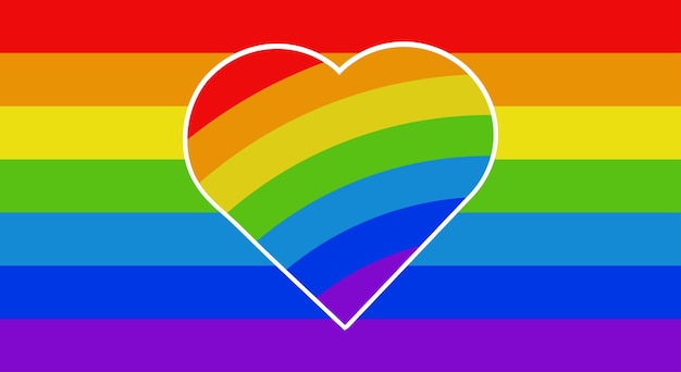 Tęczowe Serce Na Flaga Lgbt Kolor Symbol Miłości Homoseksualnej Znak Społeczności Lgbt Izolowane Ilustracji Wektorowych