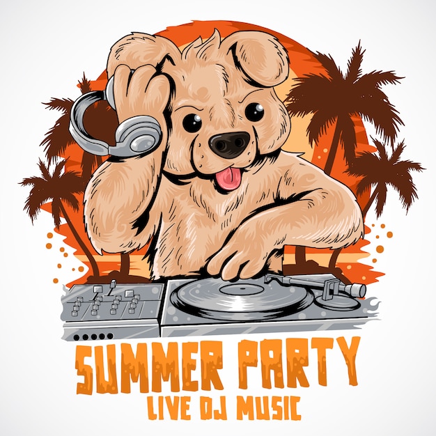 Teddy Bear Dj Music Summer Party Coconut Tree