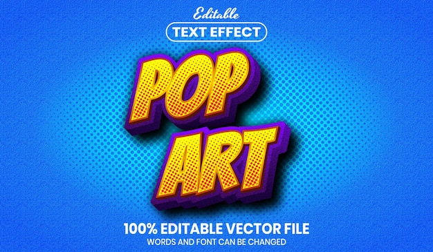 Plik wektorowy tekst pop-art, edytowalny efekt tekstowy