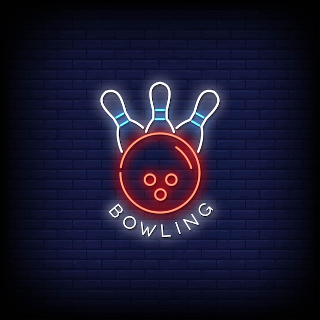 Plik wektorowy tekst w stylu bowling logo neony