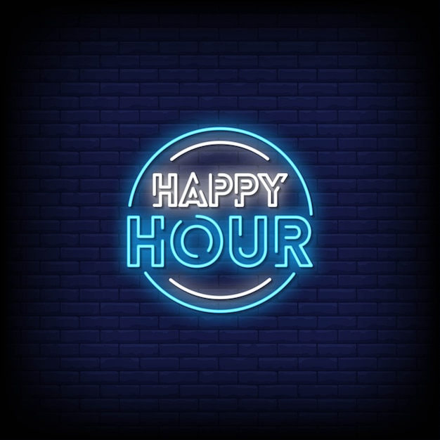 Tekst w stylu Happy Hour Neon Signs