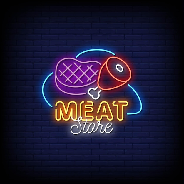 Tekst W Stylu Neon Signs Meat Store