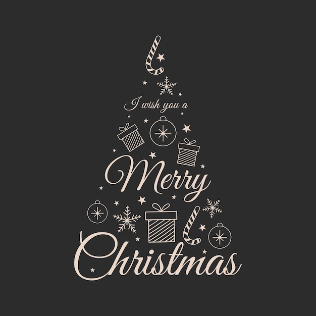 Tekst życzę Wesołych świąt Bożego Narodzenia I świątecznych Symboli Prezenty Bombki Choinkowe Cukierki Gwiazdki I Płatki śniegu W Kształcie Choinki