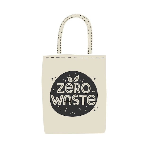 Tekstylna Ekologiczna Torba Na Zakupy Wielokrotnego Użytku Z Napisem Zero Waste.