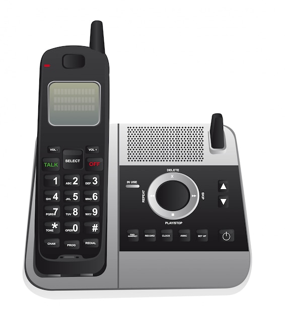 Telefon Bezprzewodowy Samodzielnie Na Białym Tle Wektor