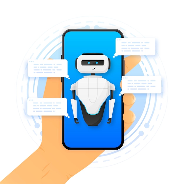Telefon ChatBot Witamy w usłudze wsparcia konsultacji online Ilustracja wektorowa