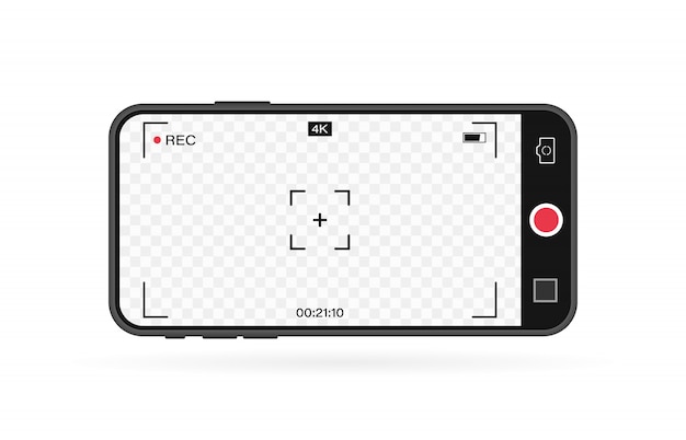 Telefon Komórkowy Z Aparatem Do Zapisu Zdjęć. Szablon Wizjera. Ramka Nagrywania Wideo W Rozdzielczości 4k. Ekran Nagrywania Wideo.
