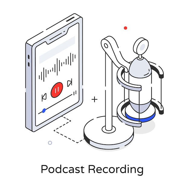 Telefon Z mikrofonem, Na Którym Widnieje Napis „nagrywanie Podcastu”.