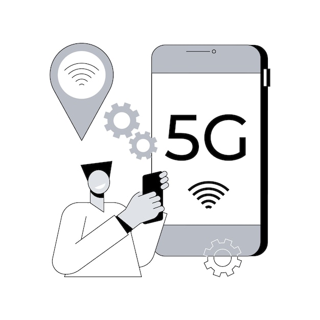 Telefony komórkowe 5G sieci abstrakcyjne pojęcie ilustracji wektorowych