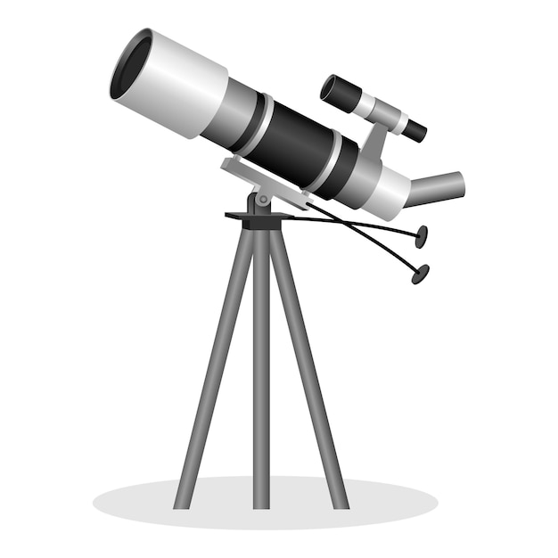 Teleskop Do Obserwacji Gwiazd Realistycznej Ilustracji. Instrument Optyczny Pomocny W Obserwacji Odległych Obiektów Astronomicznych. Lornetka Do Obserwacji Obiektów Na Niebie