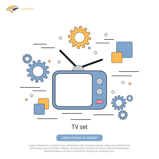 Telewizor Płaski Kontur Styl Ilustracji Wektorowych