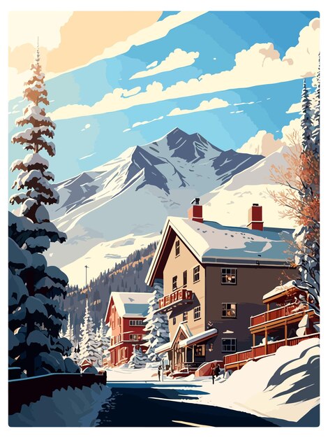 Plik wektorowy telluride ski skiing vintage travel poster souvenir postcard portret malowanie ilustracja wpa