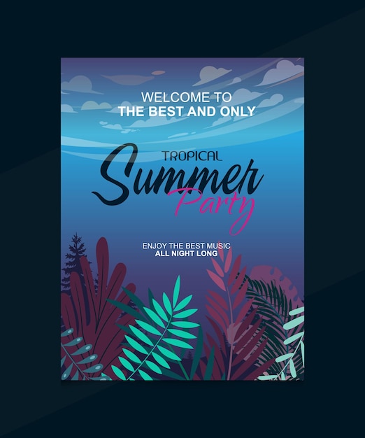 Plik wektorowy temat letnie wakacje i podróże tropikalny plakat z kolorowym tłem i egzotyczną wyspą palmową