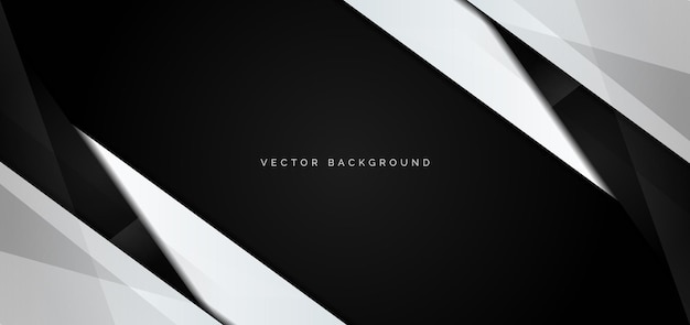 Template corporate banner of white and black glossy stripes on black background