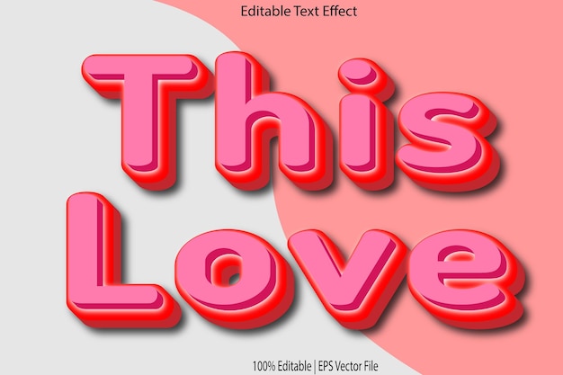 Ten edytowalny efekt tekstu Love Emboss Cute Style