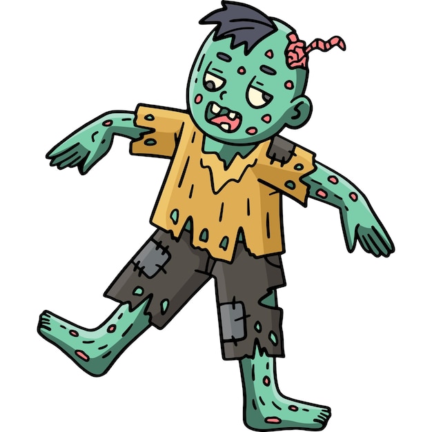 Plik wektorowy ten klip z kreskówki pokazuje ilustrację zombie