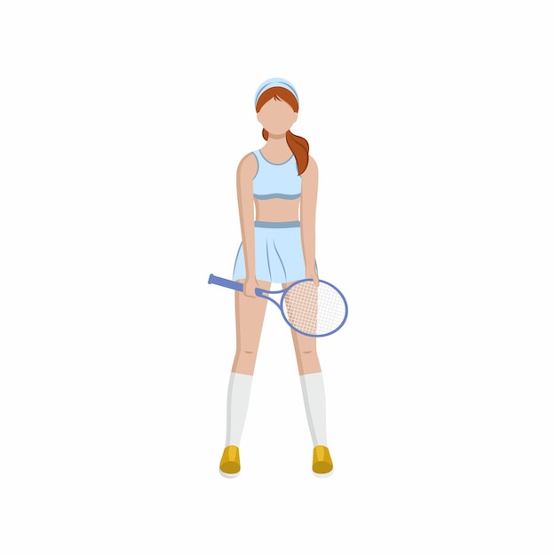 Plik wektorowy tenisistka stoi z rakietą w dłoniach koncepcja sportu dla kobiet kreskówka wektor płaski