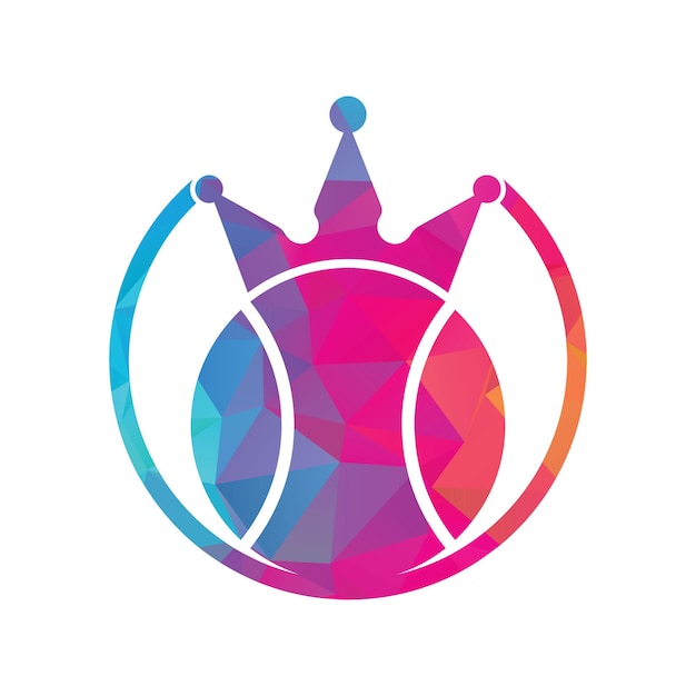 Tenisowy Król Wektor Logo Projekt Piłka Tenisowa I Korona Ikona Szablon Projektu