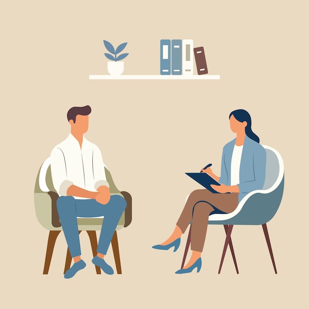 Terapia Sesja Wektorowy Terapeuta i Ilustracja Pacjenta