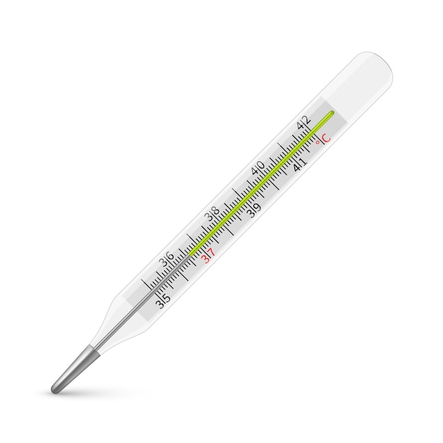 Termometr rtęciowy medyczny. Diagnostyczny przyrząd do pomiaru temperatury ciała ludzkiego