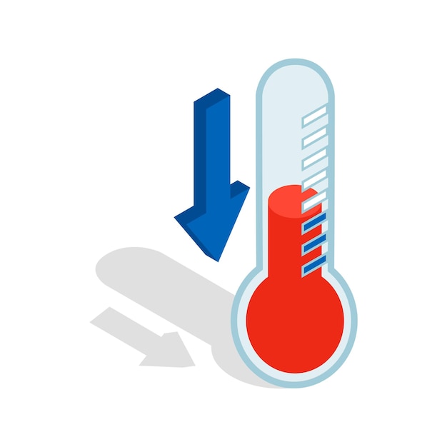 Plik wektorowy termometr z ikoną niskiej temperatury w izometrycznym stylu 3d na białym tle symbol pomiaru