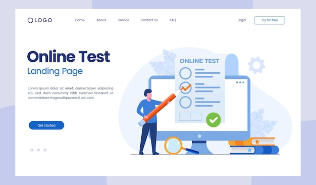 Test Online I Sprawdzanie Odpowiedzi Egzamin Testowy Quiz Opinia Płaska Wektor Ilustracja Strona Docelowa