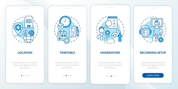 Testowanie użyteczności części logistycznych niebieski ekran aplikacji mobilnej onboarding