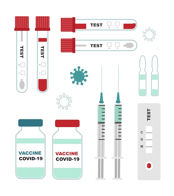 Testy i szczepionka przeciwko Covid-19 ilustracji wektorowych
