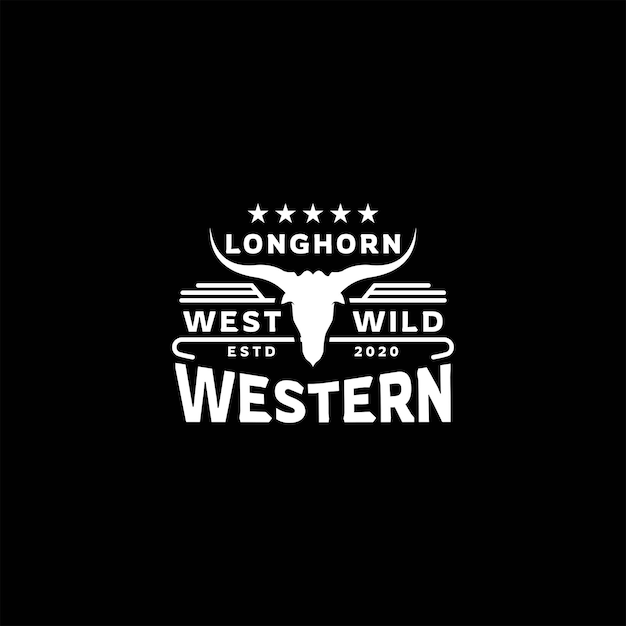 Texas Longhorn Country Western Bydło Bydła Vintage Etykieta Projektowanie Logo