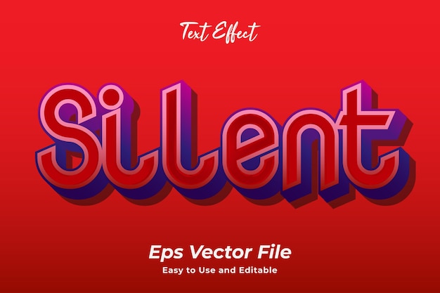 Text Effect Silent Edytowalny i łatwy w użyciu wektor Premium