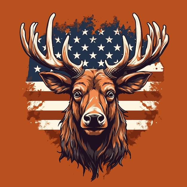 The American Elks Symbolic Journey Przez Stany Zjednoczone Piękna Ilustracja Projektu Koszulki