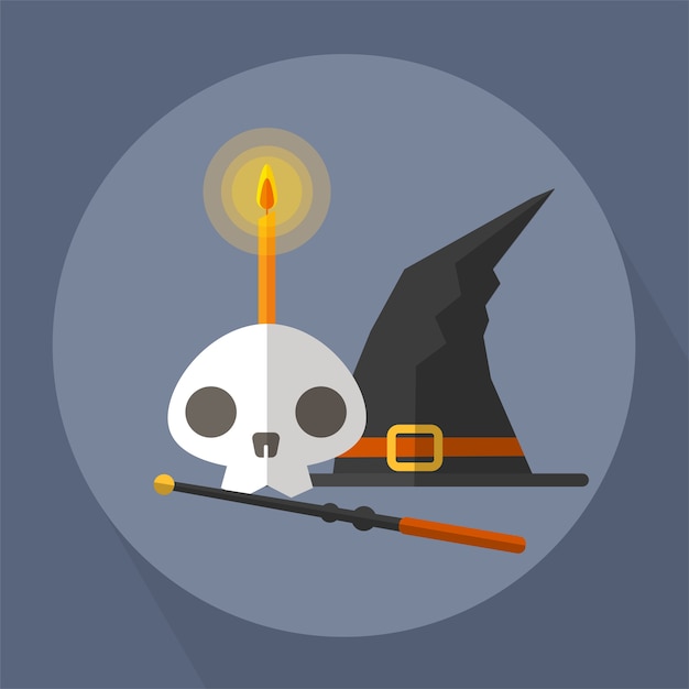 The Witch Skull And Magic Wand