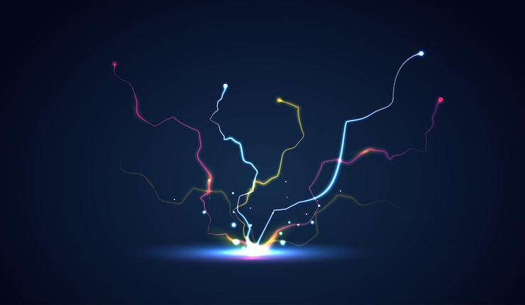 Wektor thunderbolt elektryczna izolowana błyskawica linia prądu elektrycznego niebieski magiczny promień elektryczność efekt wizualny dla projektu wektora aplikacji mobilnej strony internetowej