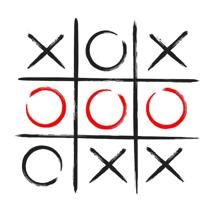 Wektor tic tac toe xo gra ręcznie narysowana siatka doodle szablon ilustracja wektorowa