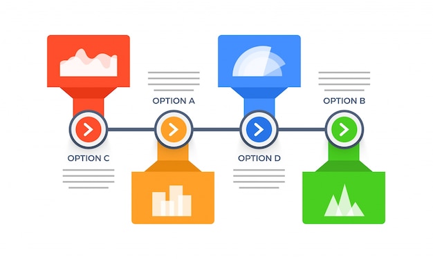 Timeline Infographics Układ Z Czterema Opcjami.