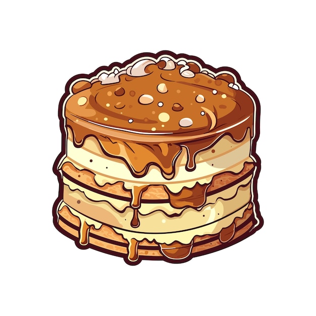 Plik wektorowy tiramisu cake sticker cool colors i kawaii clipart ilustracja